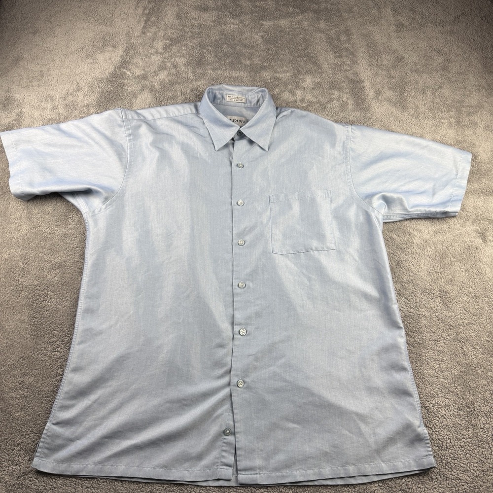 Alfani Button Up Short Sleeve Dress Shirt Mens‎ Medium Blue